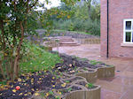 Patio Layout with feature wall planters